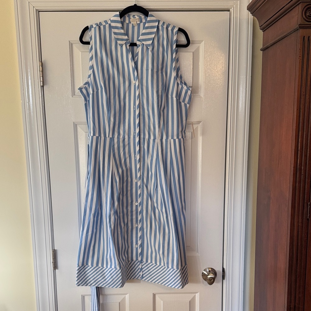 Talbots Blue and White Striped Midi Dress